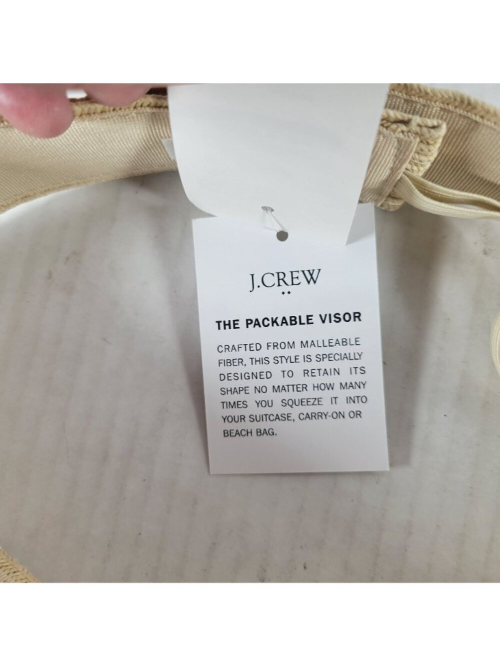J.Crew Packable Straw Visor Hook & Eye Closure Summer Resort Tennis Golf Hat OS - Picture 6 of 6